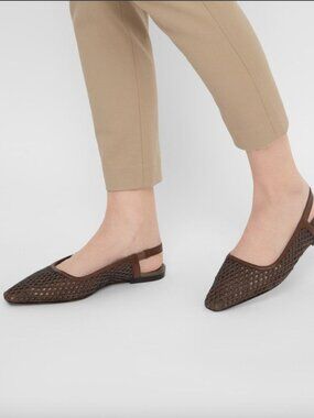 Brunello Cucinelli Monili Bead Leather Slingback Flats